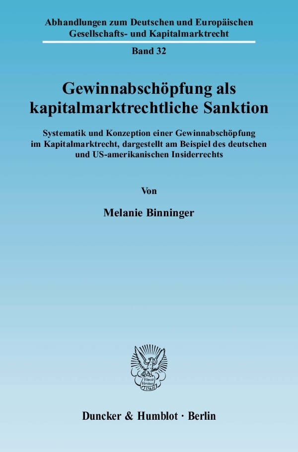 Gewinnabschöpfung als kapitalmarktrechtliche Sanktion