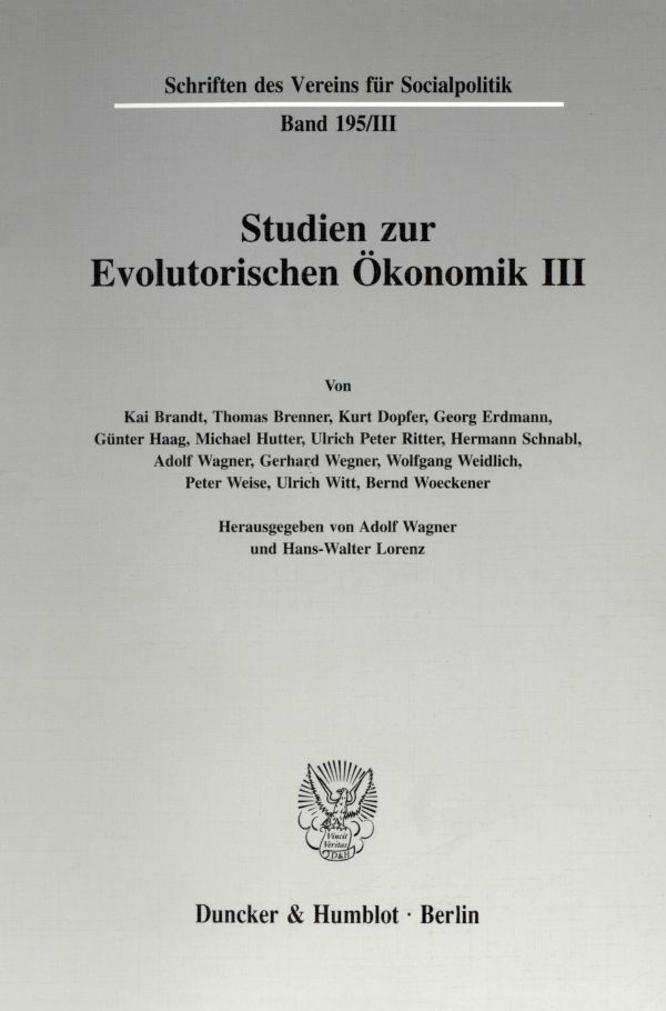 Studien zur Evolutorischen Ökonomik III.