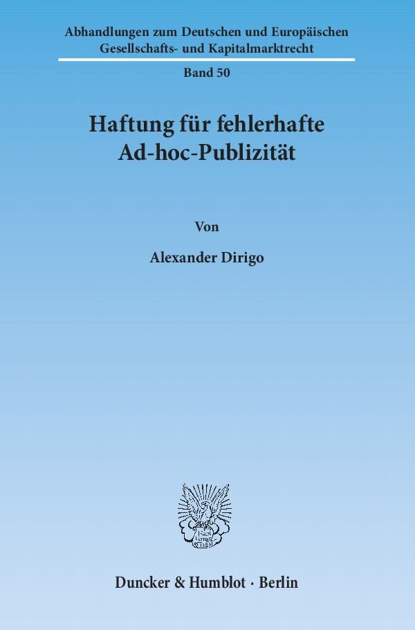 Haftung für fehlerhafte Ad-hoc-Publizität