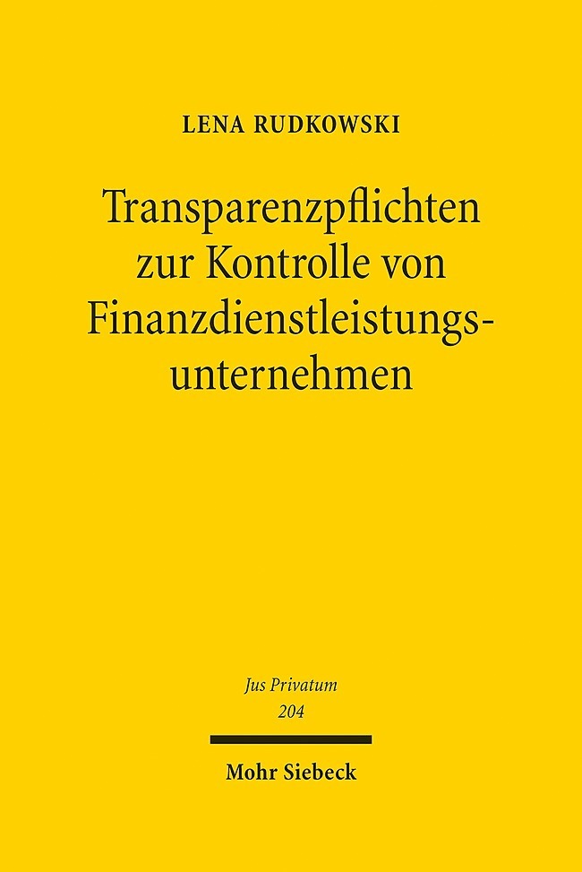Transparenzpflichten zur Kontrolle von Finanzdienstleistungsunternehmen