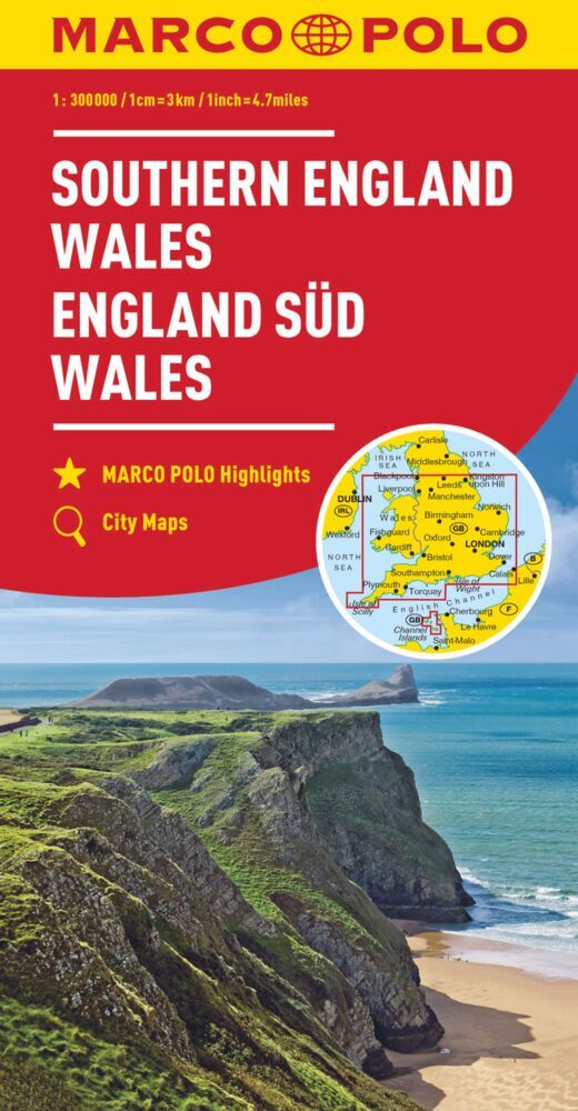 MARCO POLO Regionalkarte England Süd, Wales 1:300.000. Angleterre du Sud, Pays de Galles / Southern England, Wales