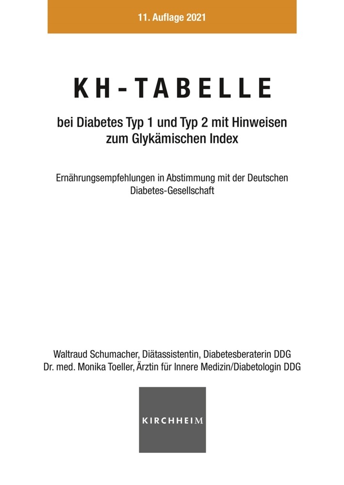 KH-Tabelle bei Diabetes Typ 1 und Typ 2 mit Hinweisen zum Glykämischen Index