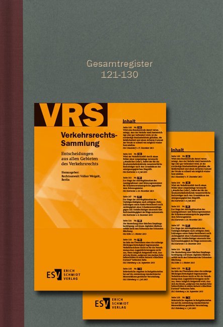 Verkehrsrechts-Sammlung (VRS) -  - Gesamtregister Band 121-130