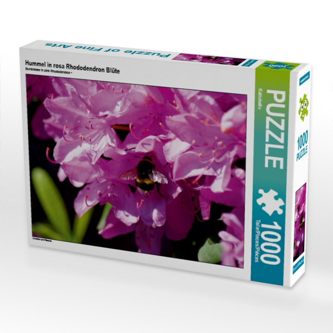 Hummel in rosa Rhododendron Blüte (Puzzle)