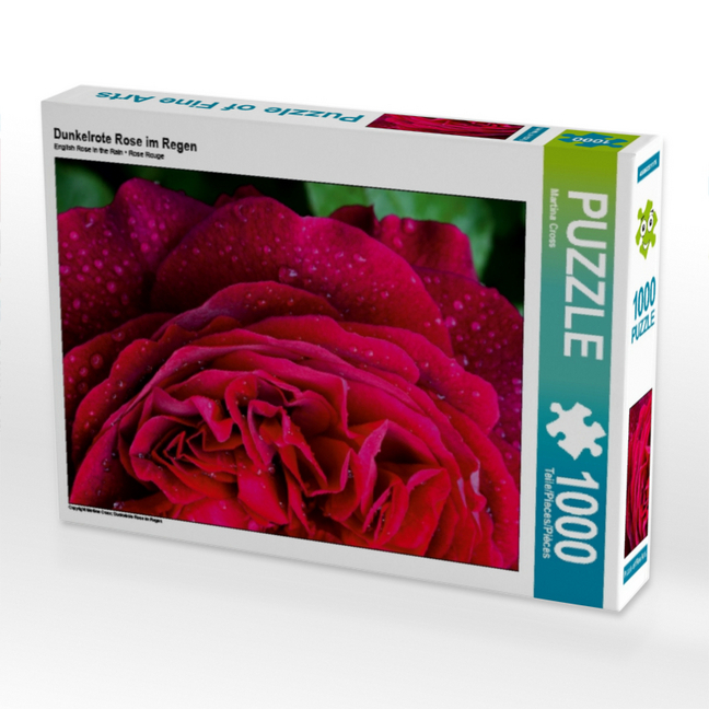Dunkelrote Rose im Regen (Puzzle)