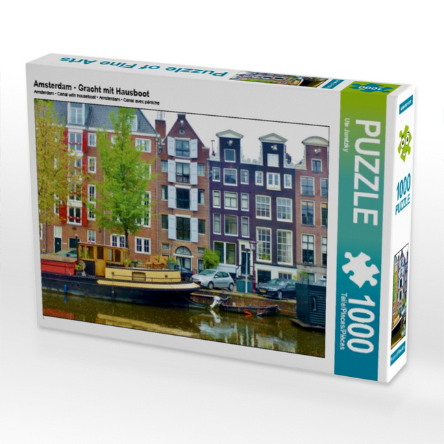 Amsterdam - Gracht mit Hausboot (Puzzle)