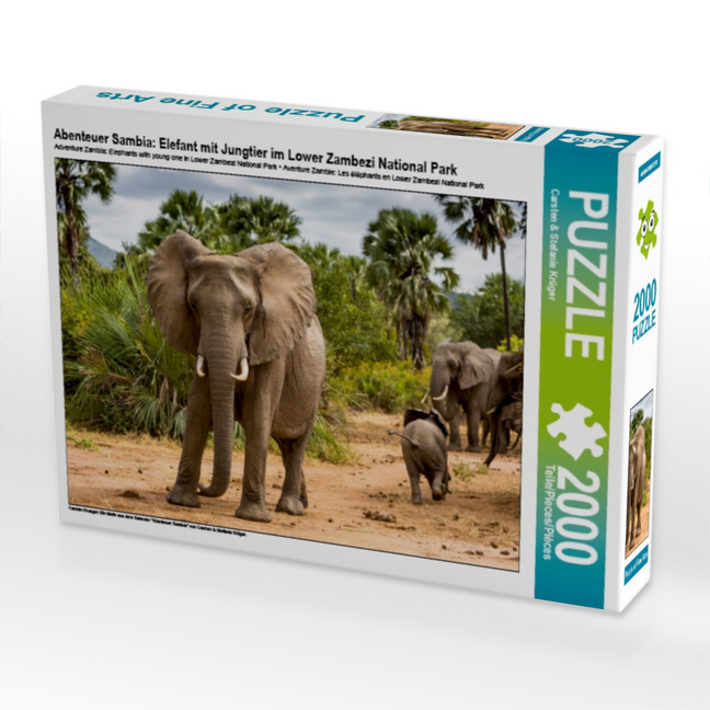 Abenteuer Sambia: Elefant mit Jungtier im Lower Zambezi National Park (Puzzle)