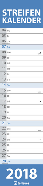 Streifenkalender XL BLAU 2018