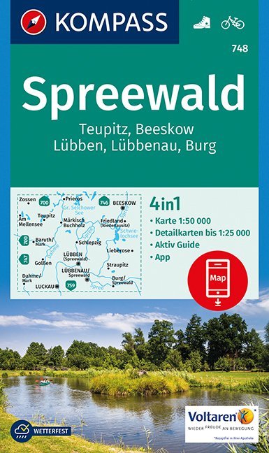 KOMPASS Wanderkarte Spreewald, Teupitz, Beeskow, Lübben, Lübbenau, Burg