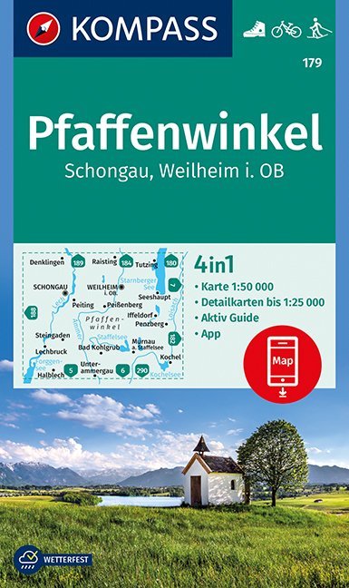 KOMPASS Wanderkarte Pfaffenwinkel, Schongau, Weilheim i. OB