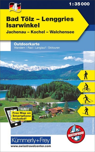 Kümmerly+Frey Outdoorkarte Bad Tölz, Lenggries, Isarwinkel, Jachenau, Kochel, Walchensee