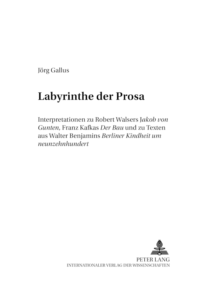 Labyrinthe der Prosa