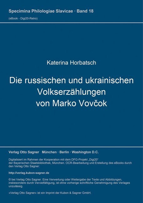 Die russischen und ukrainischen Volkserzählungen von Marko Vovcok