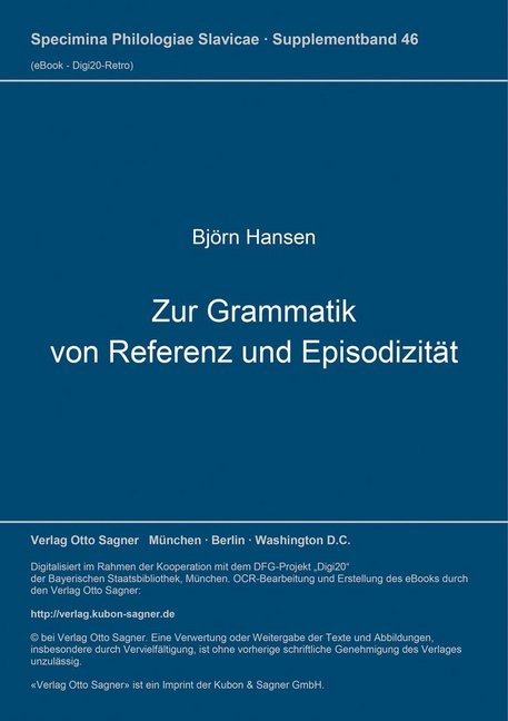Zur Grammatik von Referenz und Episodizität