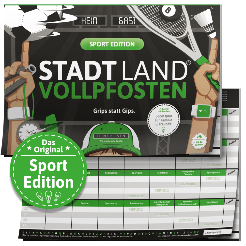 DENKRIESEN - STADT LAND VOLLPFOSTEN® - SPORT EDITION "Grips statt Gips." - A4
