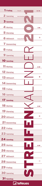 Streifenkalender ROT 2021
