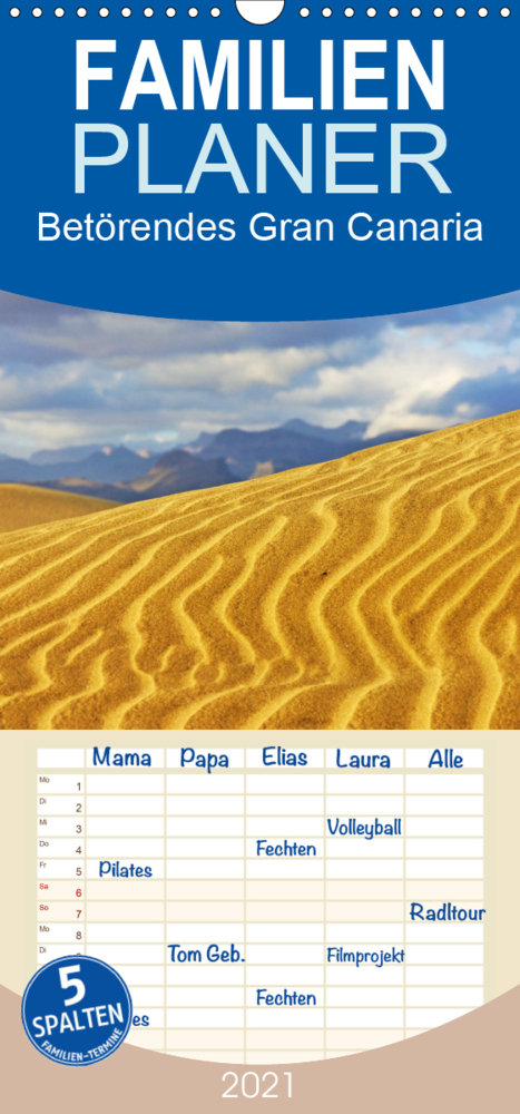 Betörendes Gran Canaria - Familienplaner hoch (Wandkalender 2021 , 21 cm x 45 cm, hoch)
