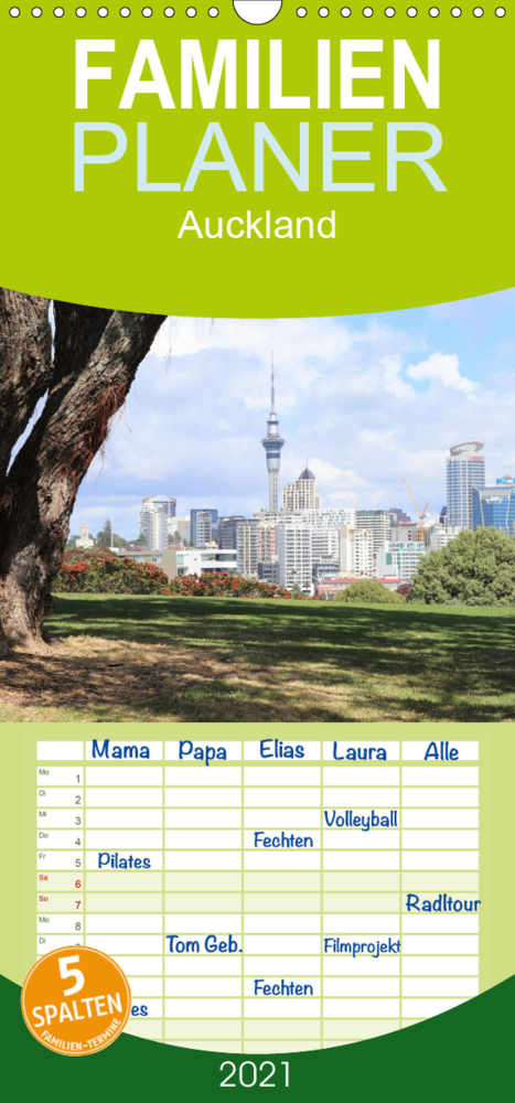 Auckland - Familienplaner hoch (Wandkalender 2021 , 21 cm x 45 cm, hoch)