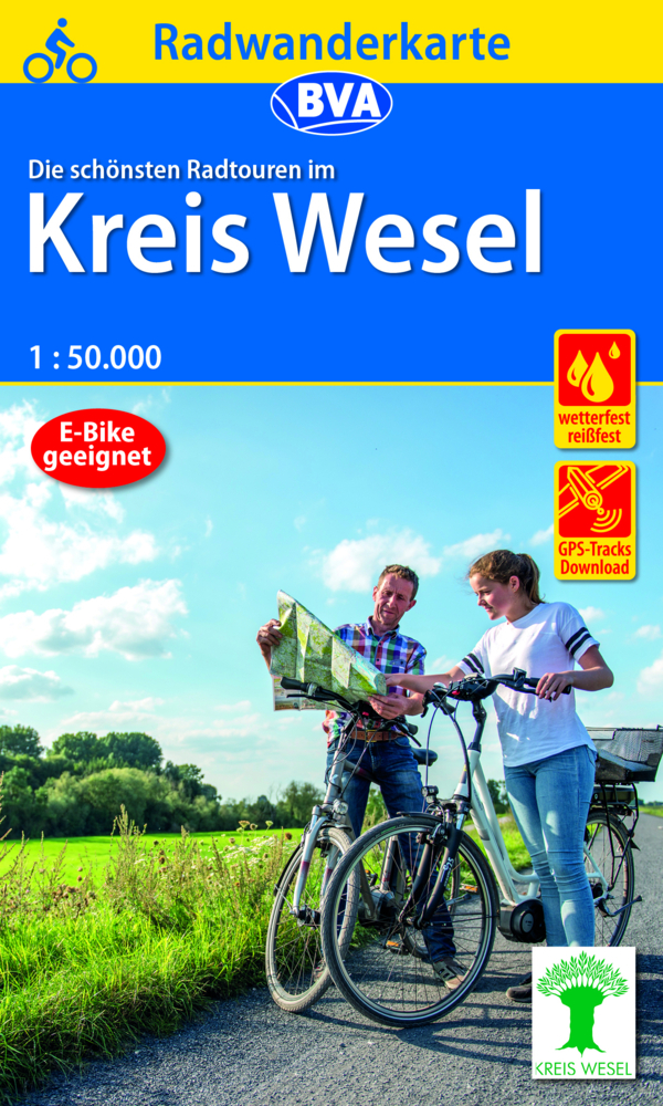 Radwanderkarte BVA Die schönsten Radtouren im Kreis Wesel 1:50.000, reiß- und wetterfest, GPS-Tracks Download