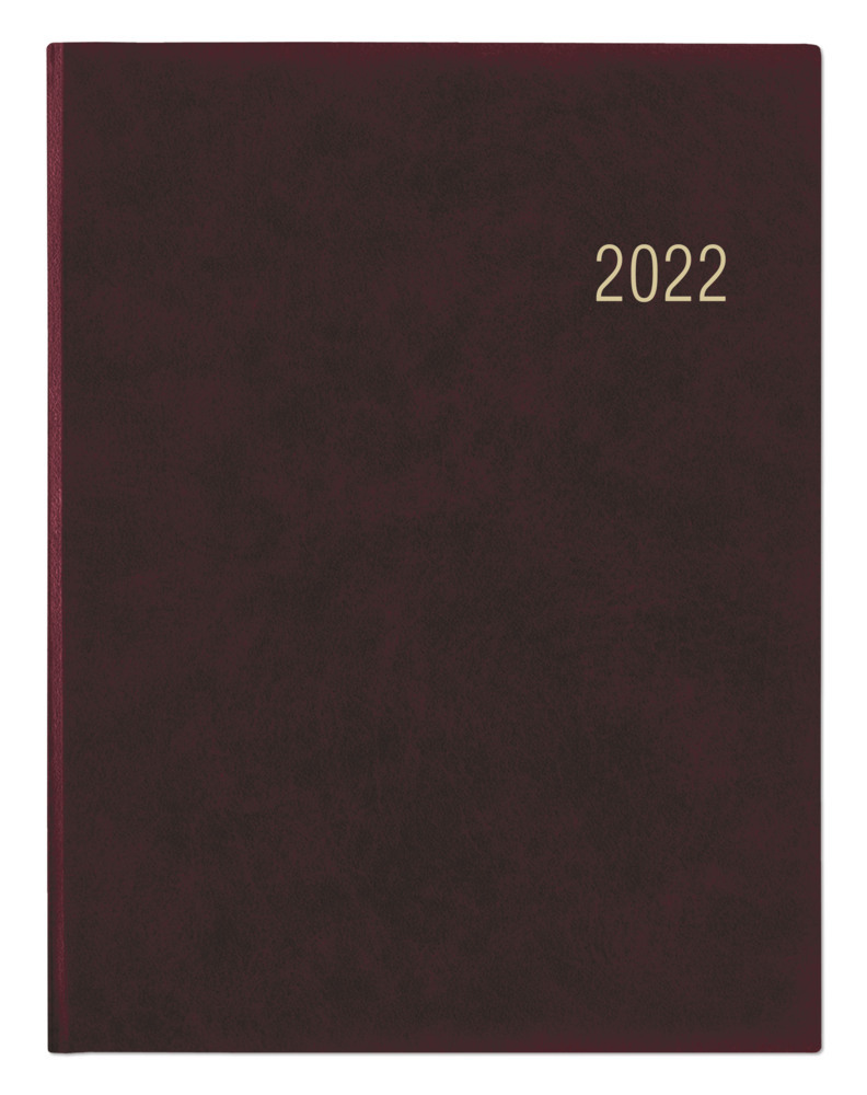 Wochenbuch bordeaux 2022 - Bürokalender 21x26,5 cm - 1 Woche auf 2 Seiten - mit Eckperforation und Fadensiegelung - Notizbuch - 728-0011
