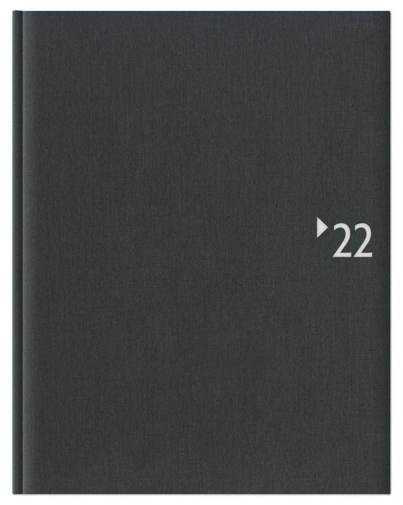 Wochenbuch anthrazit 2022 - Bürokalender 21x26,5 cm - 1 Woche auf 2 Seiten - mit Registerschnitt und Fadensiegelung - Notizbuch - 739-2621