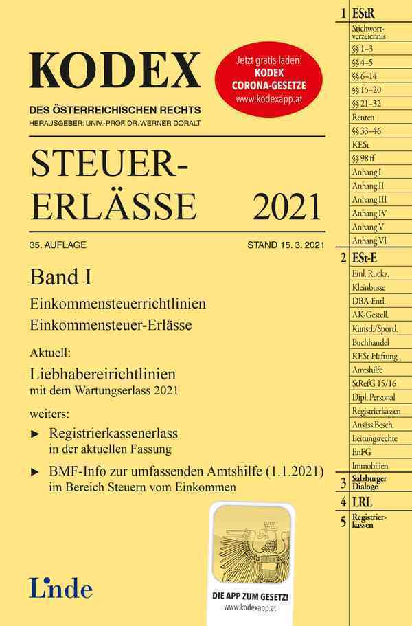 KODEX Steuer-Erlässe 2021, Band I