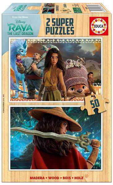 Raya und Drache 2x50 Teile Holzpuzzle (Kinderpuzzle)