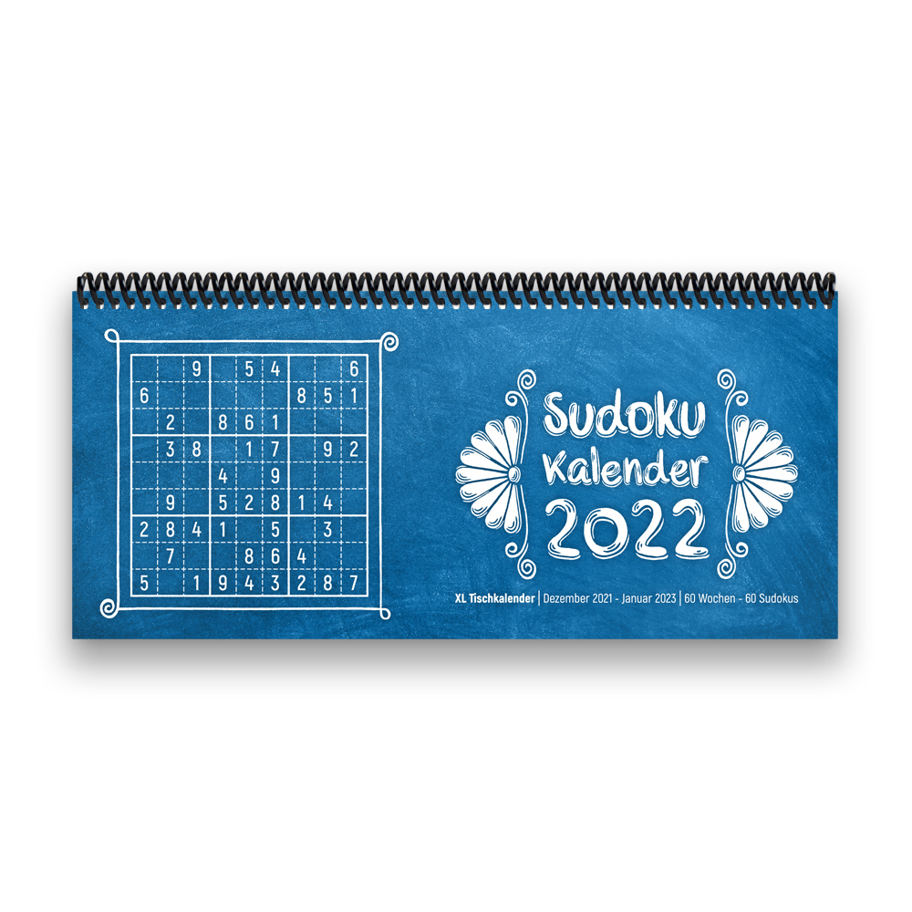 Sudoku-Tischkalender 2022 XL, blau