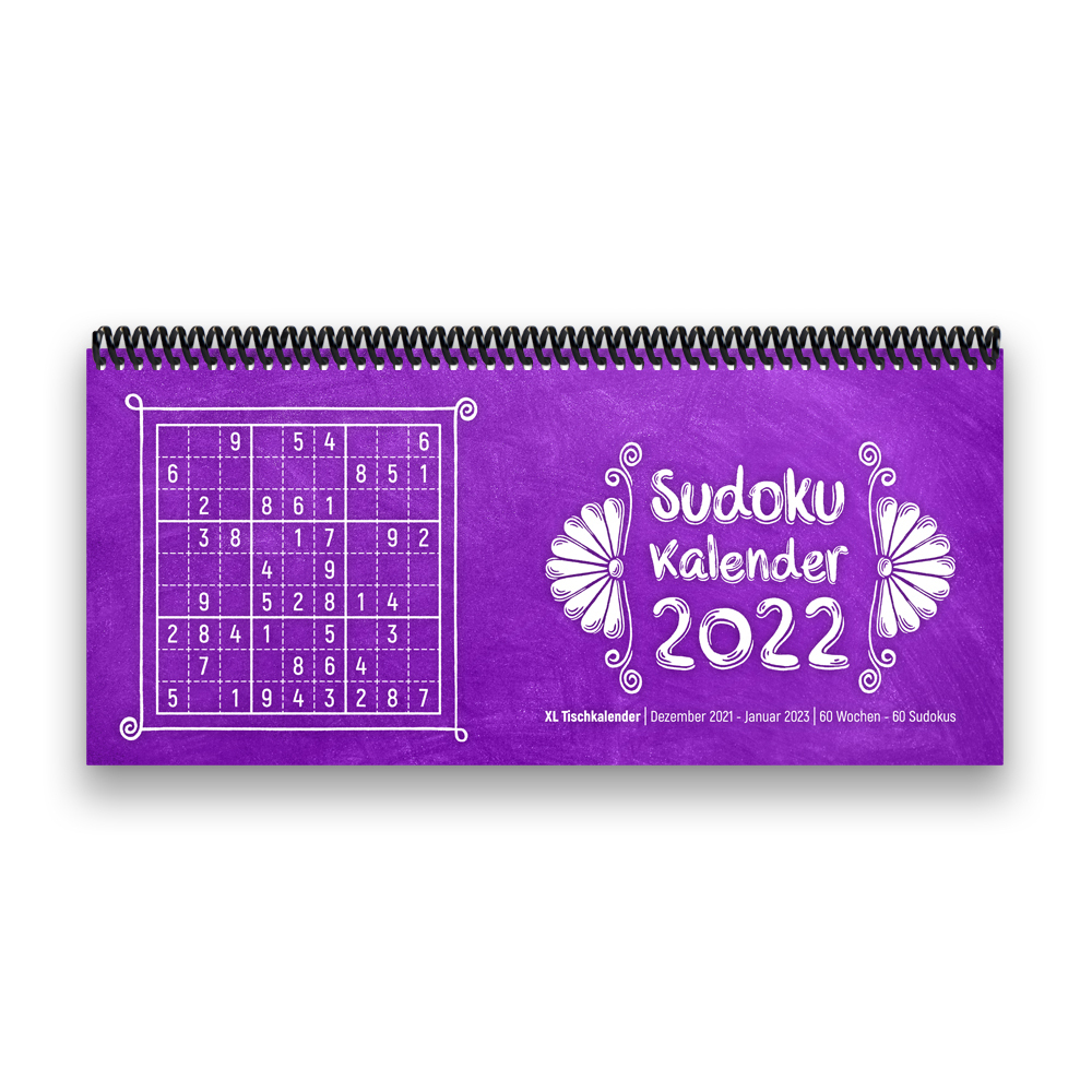 Sudoku-Tischkalender 2022 XL, lila