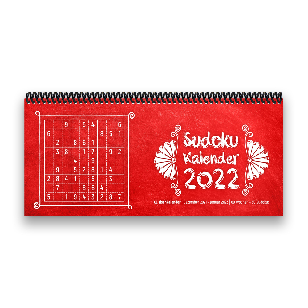 Sudoku-Tischkalender 2022 XL, rot
