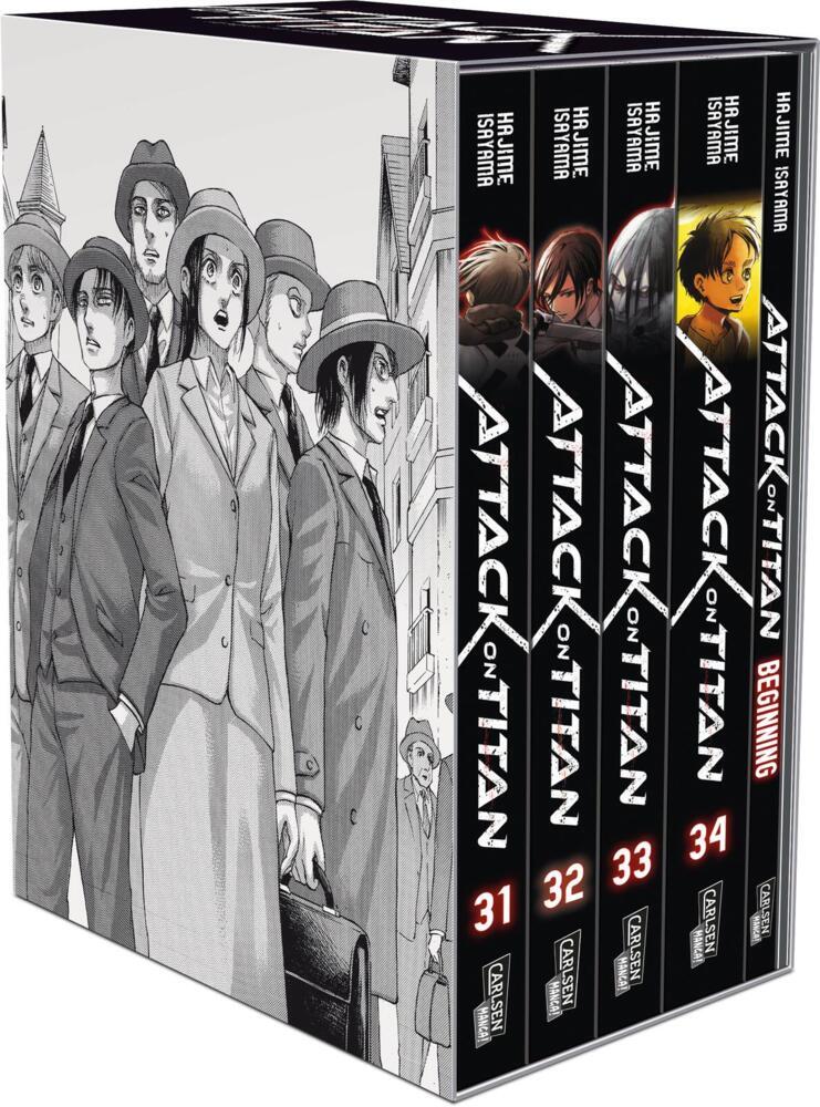 Attack on Titan, Bände 31-34 im Sammelschuber mit Extra. Bd.31-34