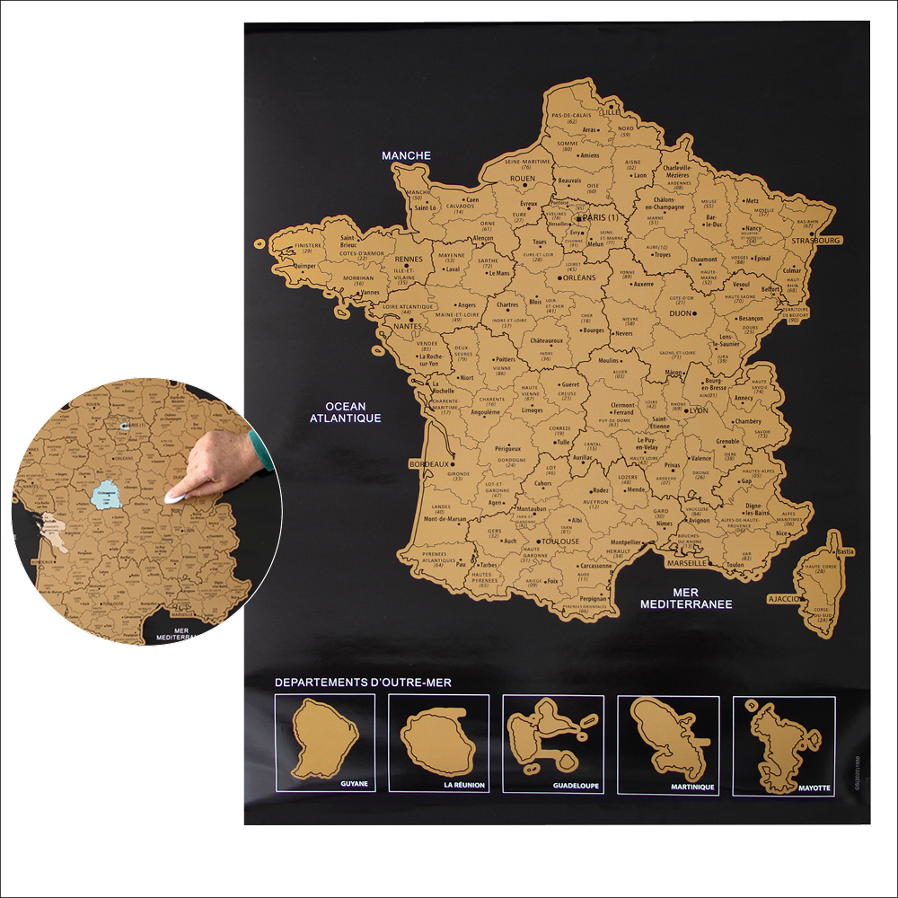 Scratchkarte, Rubbelkarte Frankreich, Format ca. 54 x 70 cm, farbig, zum freirubbeln