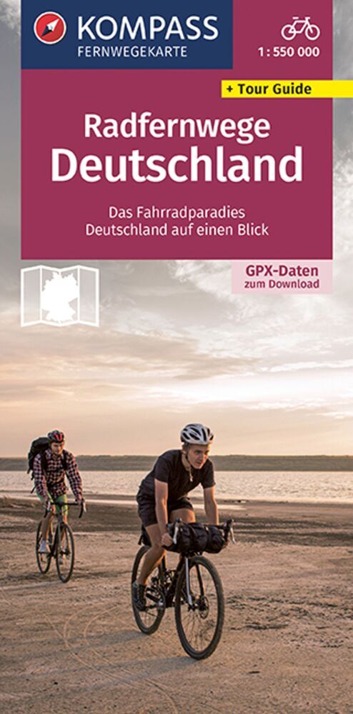 KOMPASS Radfernwegekarte Deutschland - Übersichtskarte 1:550.000