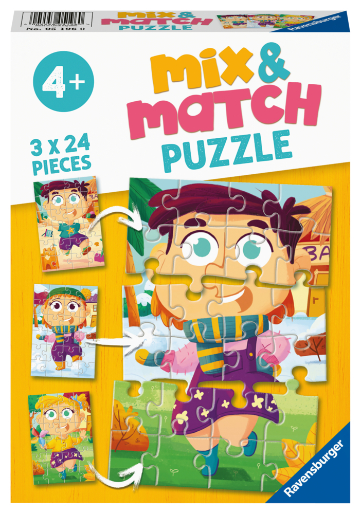 Ravensburger Kinderpuzzle - 05196 Mix&Match Kunterbunte Kleider - Puzzle für Kinder ab 4 Jahren, mit 3x24 Teilen