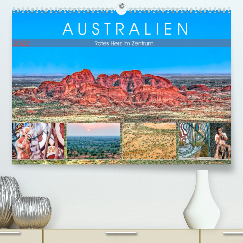 Australien - Rotes Herz im Zentrum (Premium, hochwertiger DIN A2 Wandkalender 2022, Kunstdruck in Hochglanz)