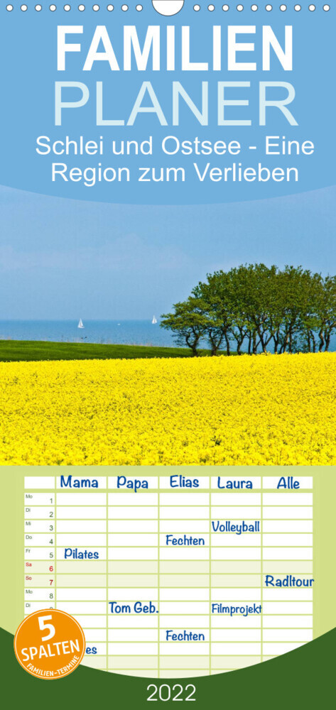 Schlei und Ostsee - Eine Region zum Verlieben - Familienplaner hoch (Wandkalender 2022 , 21 cm x 45 cm, hoch)