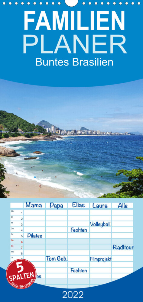 Familienplaner Buntes Brasilien (Wandkalender 2022 , 21 cm x 45 cm, hoch)