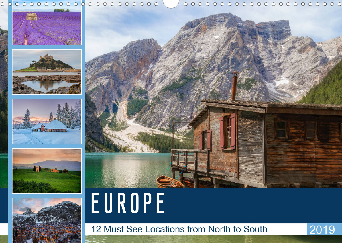 Europe, 12 Must See Locations from North to South (Wall Calendar 2022 DIN A3 Landscape)