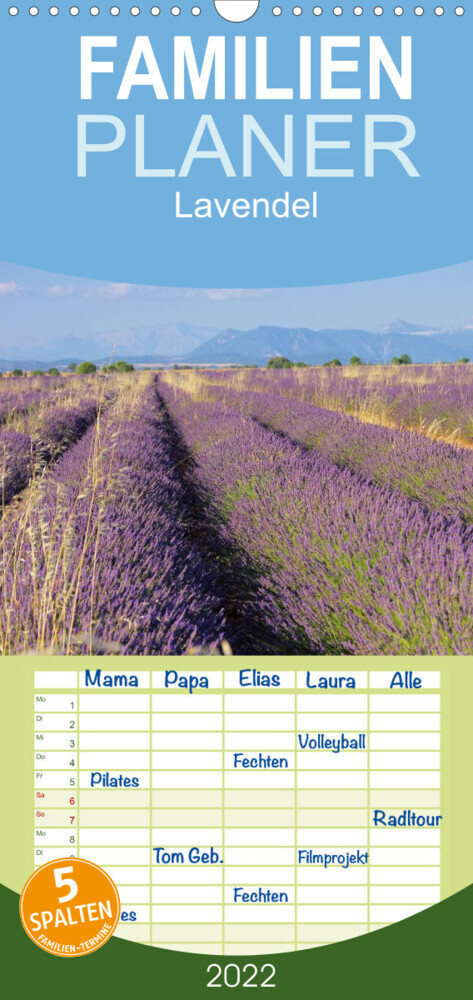 Familienplaner Lavendel (Wandkalender 2022 , 21 cm x 45 cm, hoch)