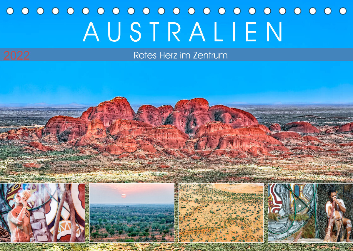 Australien - Rotes Herz im Zentrum (Tischkalender 2022 DIN A5 quer)