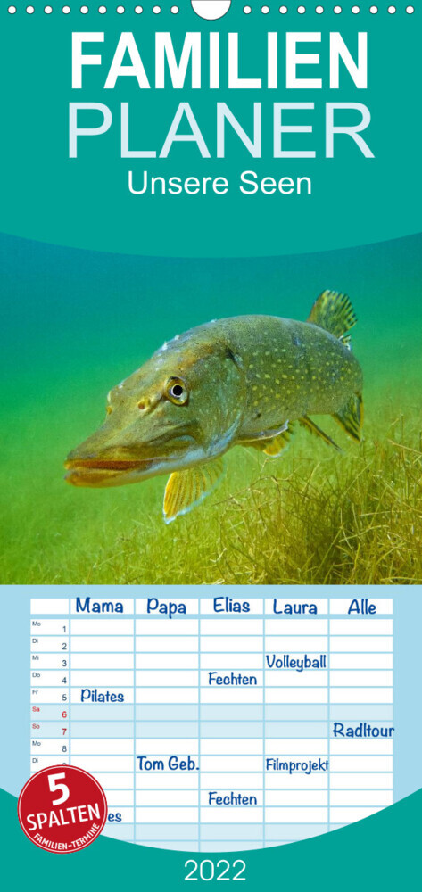 Familienplaner Unsere Seen (Wandkalender 2022 , 21 cm x 45 cm, hoch)