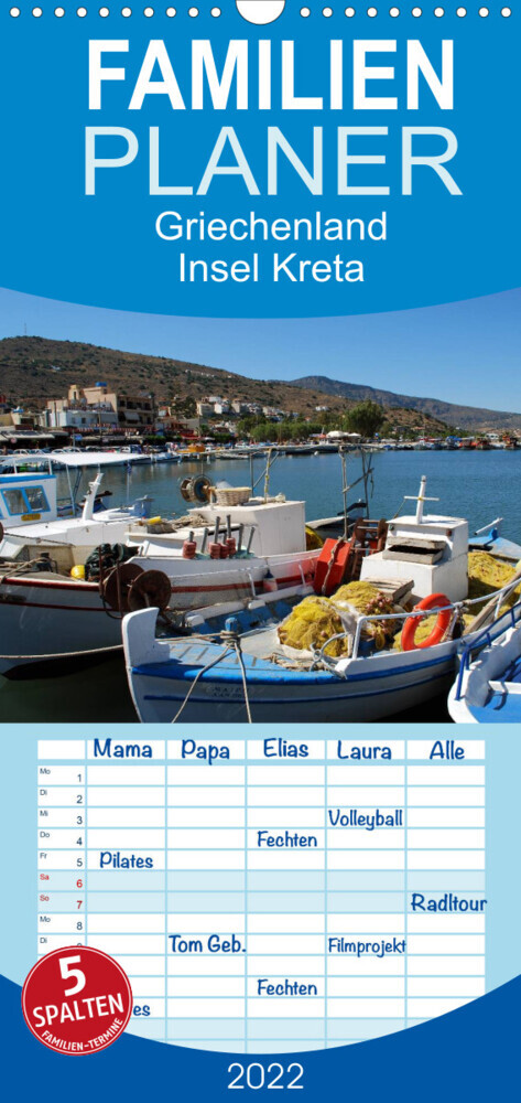 Griechenland - Insel Kreta - Familienplaner hoch (Wandkalender 2022 , 21 cm x 45 cm, hoch)