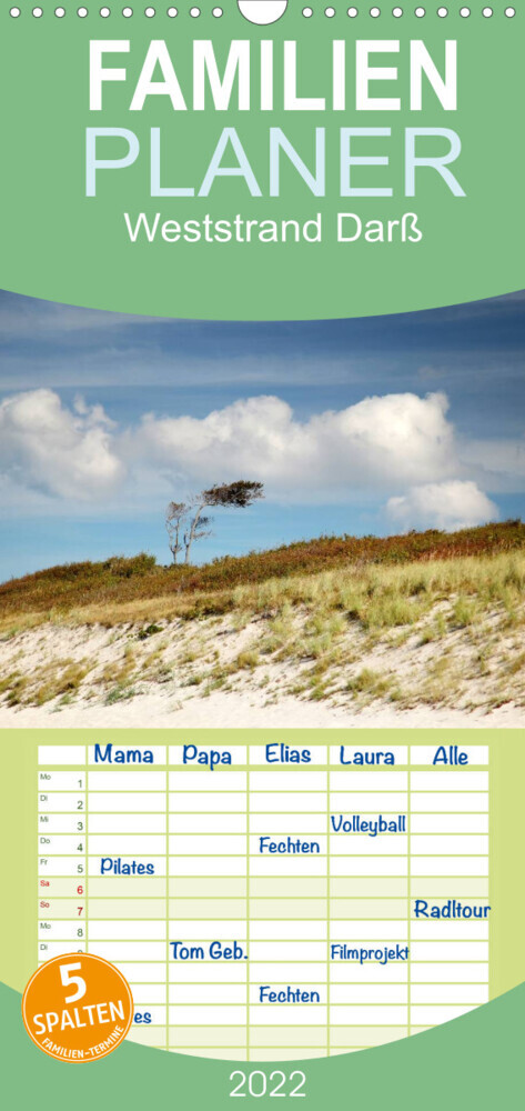 Familienplaner Weststrand Darß (Wandkalender 2022 , 21 cm x 45 cm, hoch)