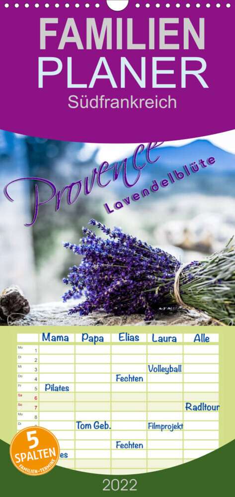 Familienplaner Provence - Lavendelblüte (Wandkalender 2022 , 21 cm x 45 cm, hoch)