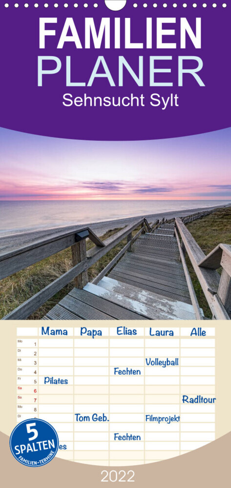 Sehnsucht Sylt - Familienplaner hoch (Wandkalender 2022 , 21 cm x 45 cm, hoch)