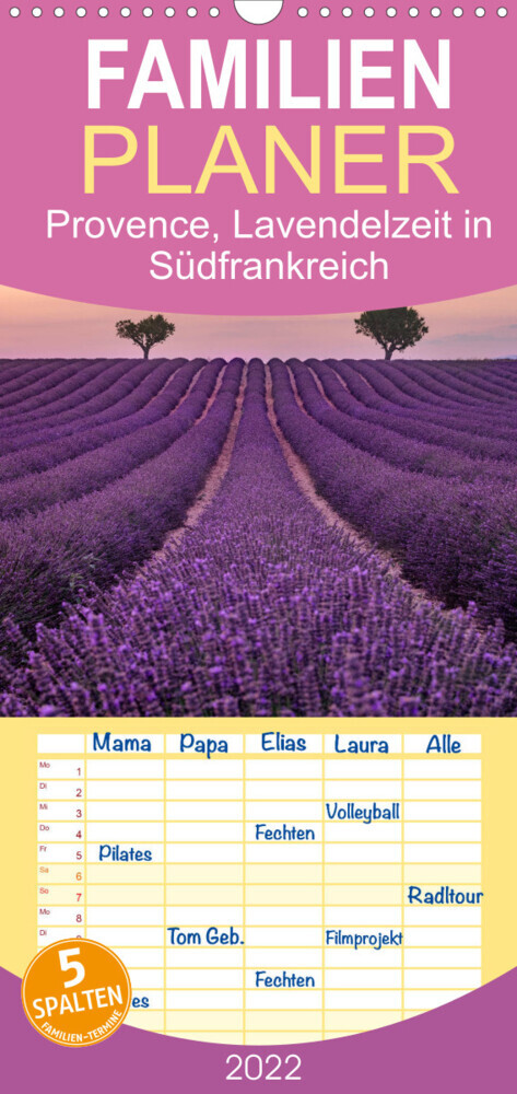 Provence, Lavendelzeit in Südfrankreich - Familienplaner hoch (Wandkalender 2022 , 21 cm x 45 cm, hoch)