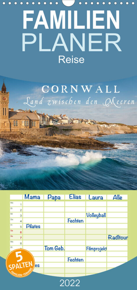 Familienplaner Cornwall - Land zwischen den Meeren (Wandkalender 2022 , 21 cm x 45 cm, hoch)