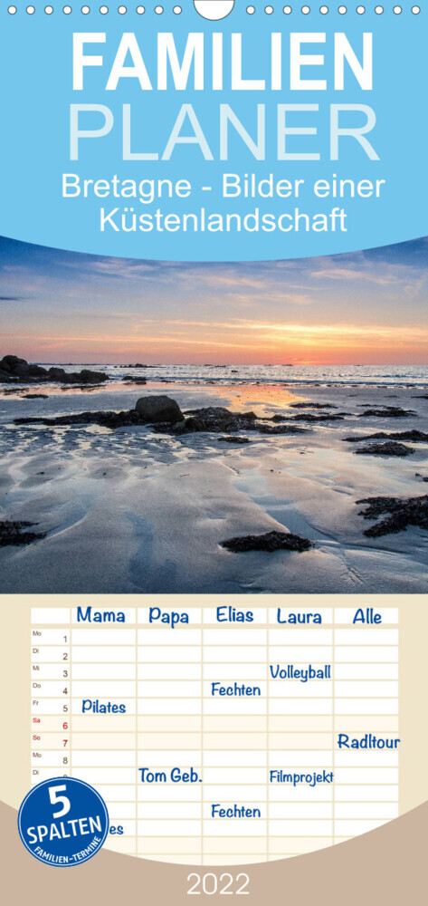 Familienplaner Bretagne - Bilder einer Küstenlandschaft (Wandkalender 2022 , 21 cm x 45 cm, hoch)