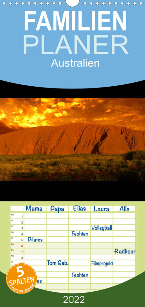 Familienplaner Australien (Wandkalender 2022 , 21 cm x 45 cm, hoch)