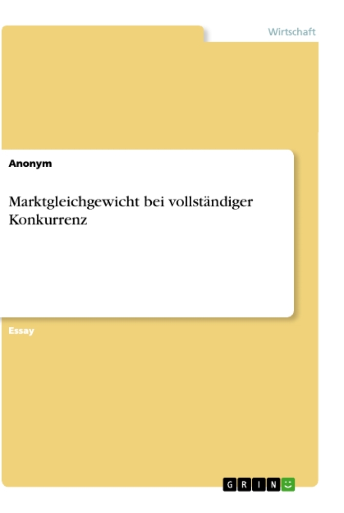 Marktgleichgewicht bei vollständiger Konkurrenz